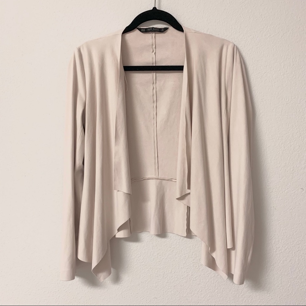 Zara Faux Suede Waterfall Cardigan